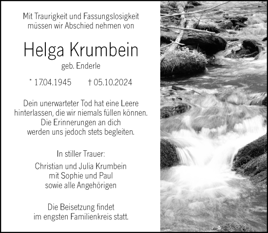 Traueranzeige von Helga Krumbein von Groß-Gerauer Echo