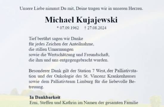 Traueranzeige von Michael Kujajewski von Weilburger Tageblatt
