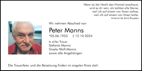 Traueranzeige von Peter Manns von Allgemeine Zeitung Rheinhessen-Nahe