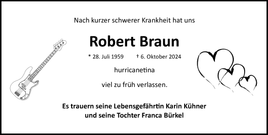 Traueranzeige von Robert Braun von Allgemeine Zeitung Alzey
