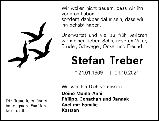 Traueranzeige von Stefan Treber von Groß-Gerauer Echo