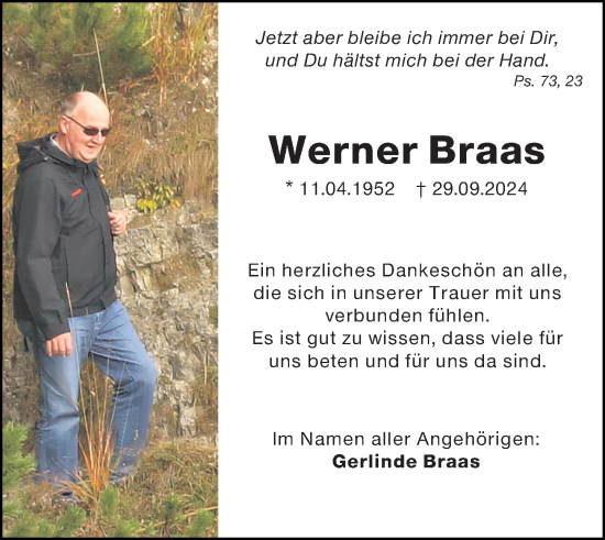 Traueranzeige von Werner Braas von Dill Block
