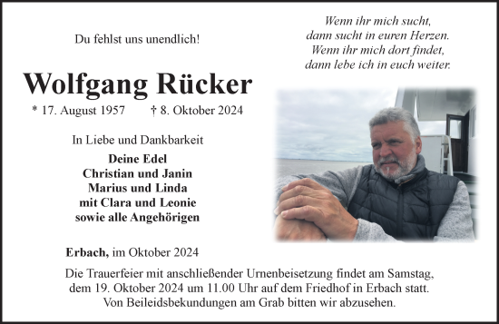Traueranzeige von Wolfgang Rücker von Nassauische Neue Presse