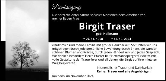 Traueranzeige von Birgit Traser von Starkenburger Echo