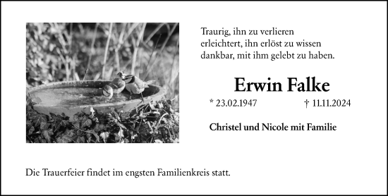 Traueranzeige von Erwin Falke von Wormser Zeitung