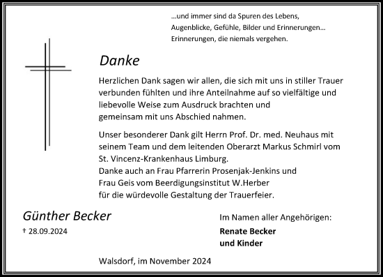 Traueranzeige von Günther Becker von Camberger Anzeiger