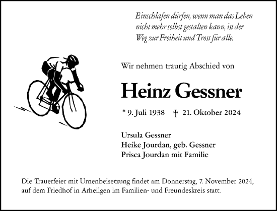 Traueranzeige von Heinz Gessner von Darmstädter Echo