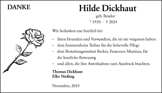 Traueranzeige von Hilde Dickhaut von Groß-Gerauer Echo