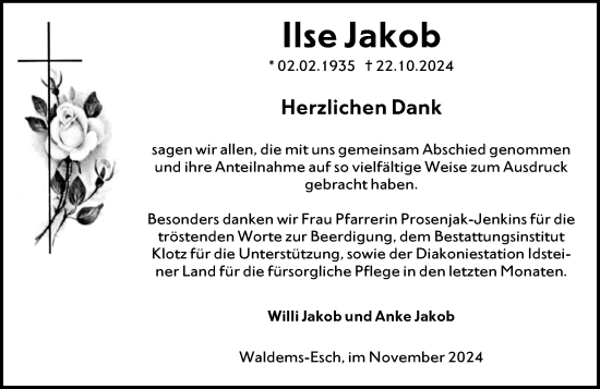 Traueranzeige von Ilse Jakob von Camberger Anzeiger