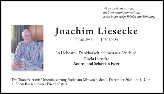 Traueranzeige von Joachim Liesecke von Rüsselsheimer Echo