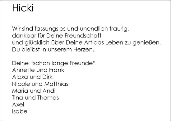 Traueranzeige von Jörg Hickethier von Allgemeine Zeitung Mainz