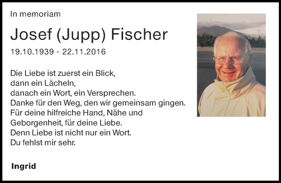 Traueranzeige von Josef Fischer von Wiesbadener Kurier