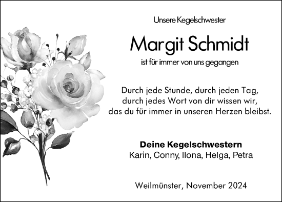 Traueranzeige von Margit Schmidt von Weilburger Tageblatt