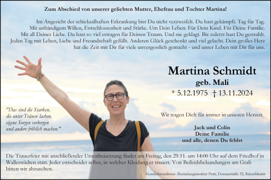 Traueranzeige von Martina Schmidt von Rüsselsheimer Echo