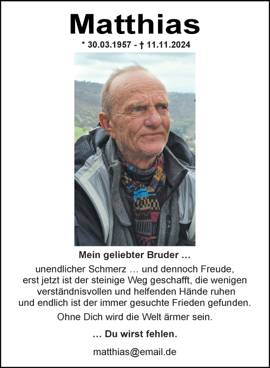 Traueranzeige von Matthias  von Binger-/Ingelheimer Wochenblatt