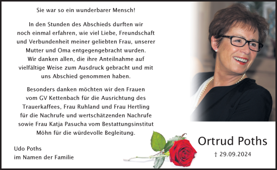 Traueranzeige von Ortrud Poths von Wiesbadener Kurier