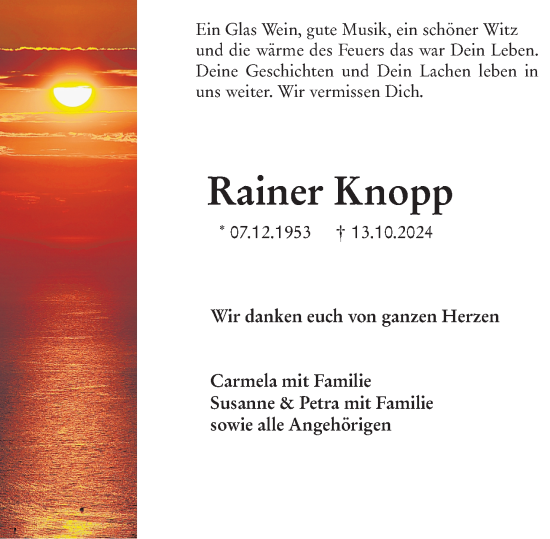 Traueranzeige von Rainer Knopp von Groß-Gerauer Echo