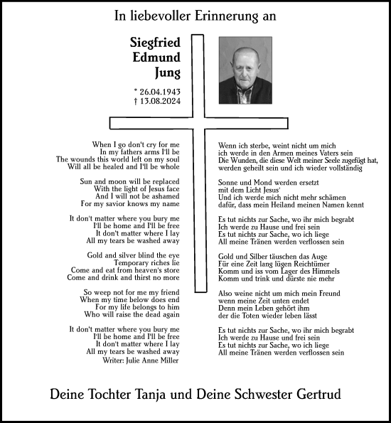 Traueranzeige von Siegfried Edmund Jung von Hochheimer Zeitung