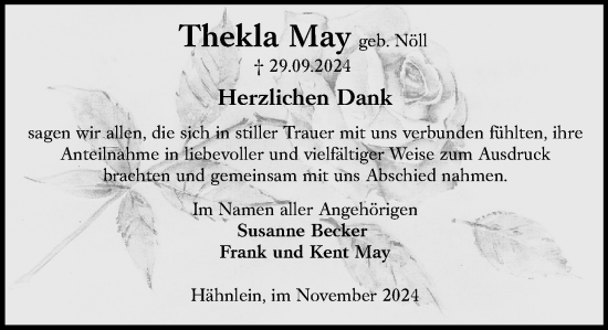 Traueranzeige von Thekla May von Darmstädter Echo