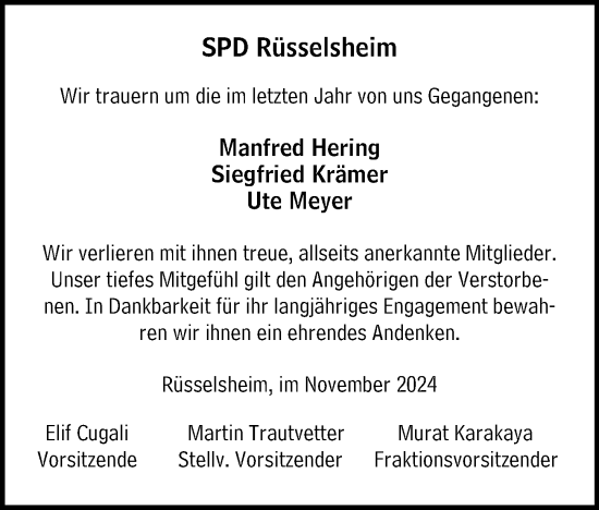 Traueranzeige von Ute Meyer von Südhessen Morgen