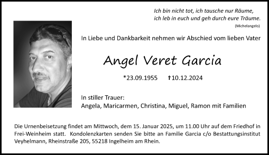 Traueranzeige von Angel Veret Garcia von Allgemeine Zeitung Rheinhessen-Nahe
