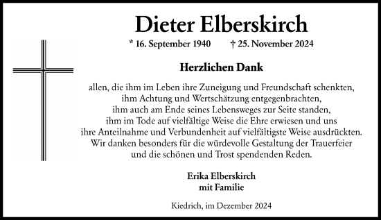 Traueranzeige von Dieter Elberskirch von Rheingau Kurier