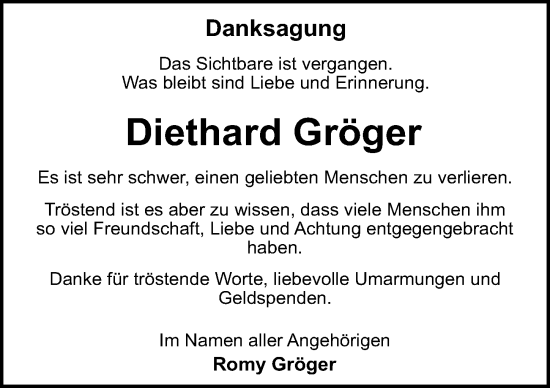 Traueranzeige von Diethard Gröger von Allgemeine Zeitung Mainz