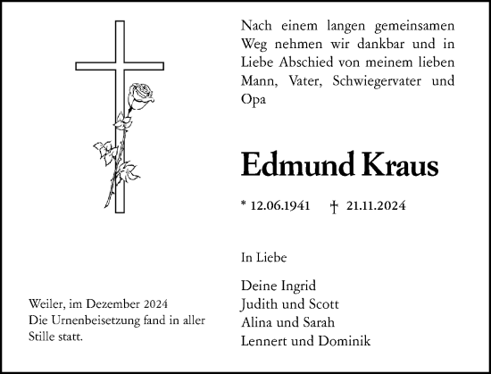 Traueranzeige von Edmund Kraus von Binger-/Ingelheimer Wochenblatt