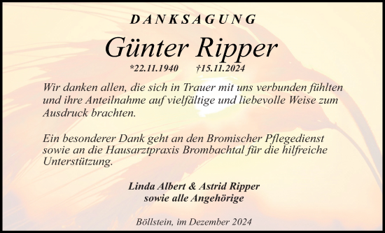 Traueranzeige von Günter Ripper von Odenwälder Echo