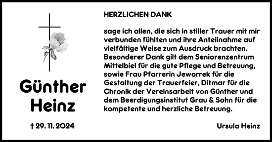 Traueranzeige von Günther Heinz von Wetzlarer Neue Zeitung