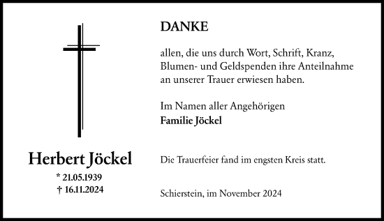 Traueranzeige von Herbert Jöckel von Wiesbadener Kurier