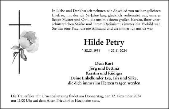 Traueranzeige von Hilde Petry von Hochheimer Zeitung