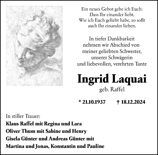 Traueranzeige von Ingrid Laquai von Wiesbadener Kurier