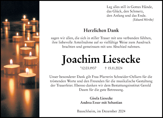 Traueranzeige von Joachim Liesecke von Rüsselsheimer Echo