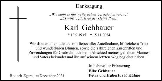 Traueranzeige von Karl Gehbauer von Darmstädter Echo