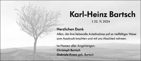 Traueranzeige von Karl-Heinz Bartsch von Rüsselsheimer Echo