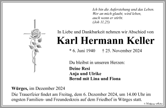 Traueranzeige von Karl Hermann Keller von Camberger Anzeiger