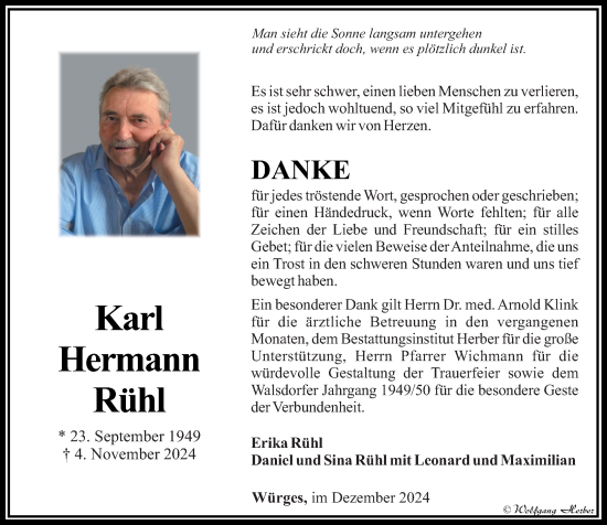 Traueranzeige von Karl Hermann Rühl von Camberger Anzeiger