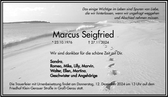 Traueranzeige von Marcus Seigfried von Groß-Gerauer Echo