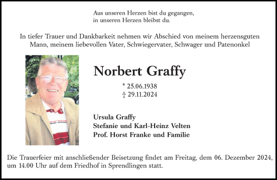 Traueranzeige von Norbert Graffy von Allgemeine Zeitung Rheinhessen-Nahe