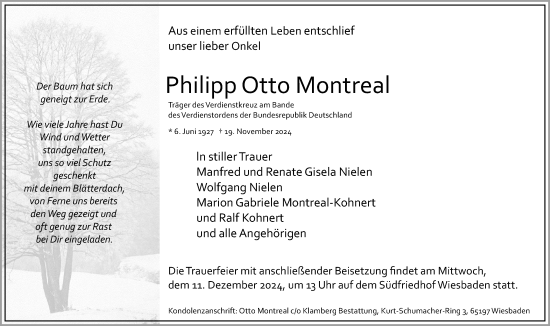 Traueranzeige von Philipp  Montreal von Wiesbadener Kurier