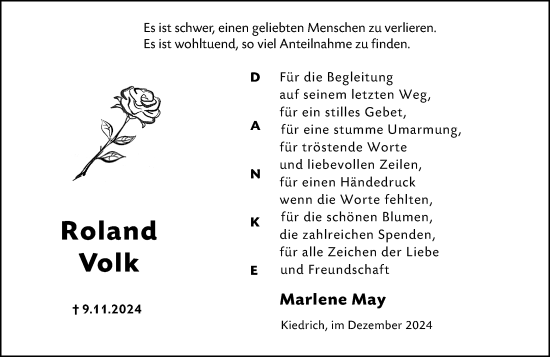 Traueranzeige von Roland Volk von Wiesbadener Kurier