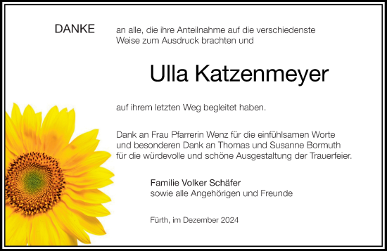 Traueranzeige von Ulla Katzenmeyer von Starkenburger Echo