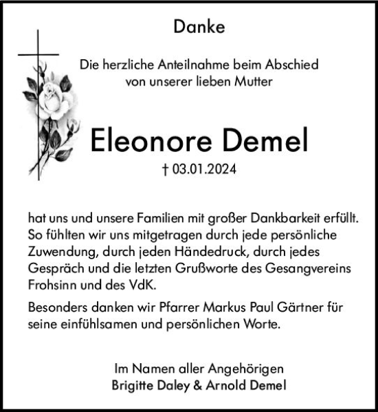 Traueranzeige von Eleonore Demel von Groß-Gerauer Echo