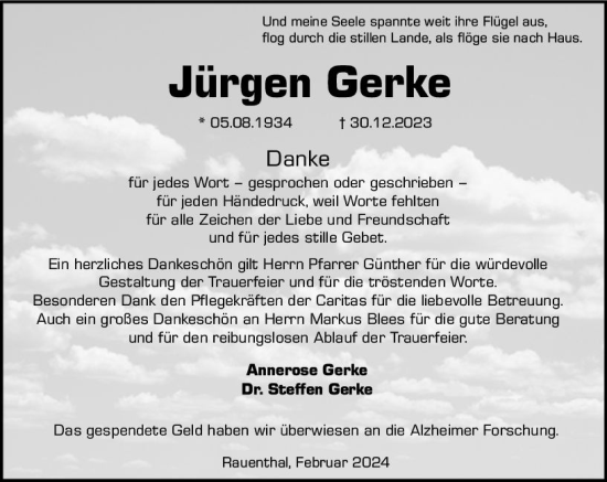 Traueranzeige von Jürgen Gerke von Wiesbadener Kurier