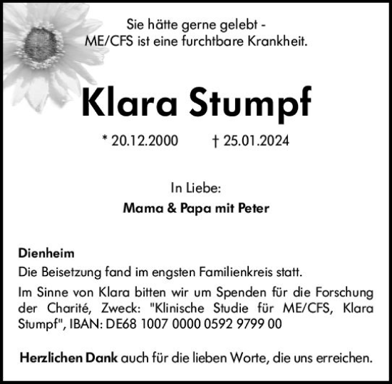 Traueranzeige von Klara Stumpf von Allgemeine Zeitung Mainz