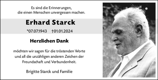 Traueranzeige von Erhard Starck von Allgemeine Zeitung Mainz