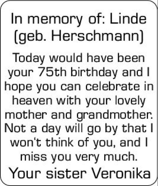 Traueranzeige von Linde  von Wiesbadener Kurier