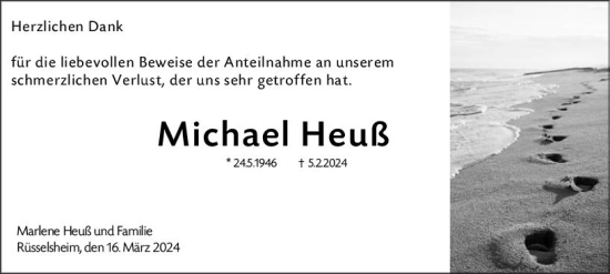 Traueranzeige von Michael Heuß von Rüsselsheimer Echo