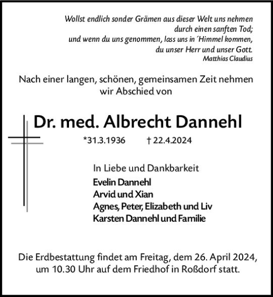Traueranzeige von Albrecht Dannehl von Darmstädter Echo